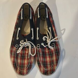 Polo Ralph Lauren Men’s Casual Top Slider Boat Shoes Size 10D Red White Blue
